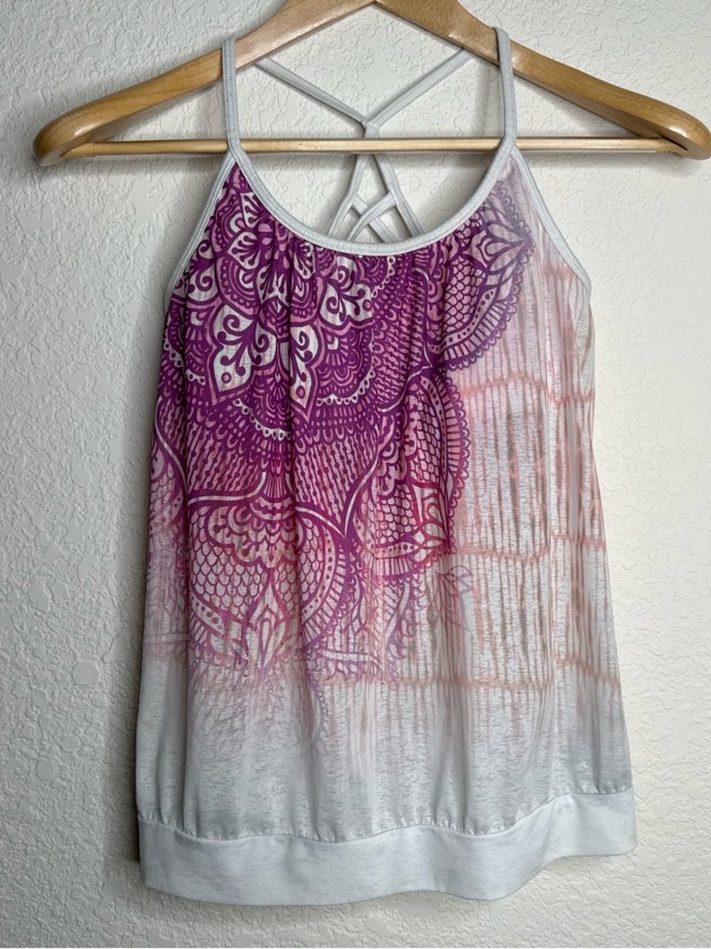 prAna Mandala Print Yoga Tank Top Racerback Built-In Bra Size Small